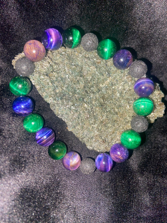 Dual Tigers Eye Bracelet (Large/Mens)