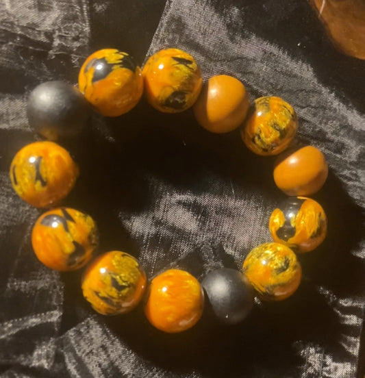 Resin And Wood Bracelet Big Beads