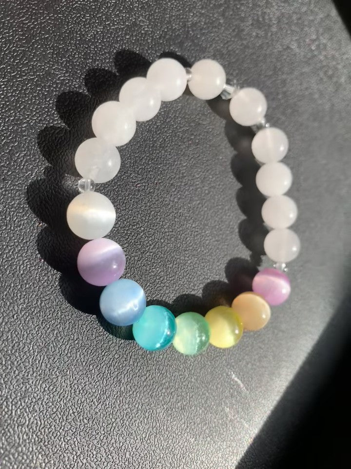 Rainbow Selenite With White Jade