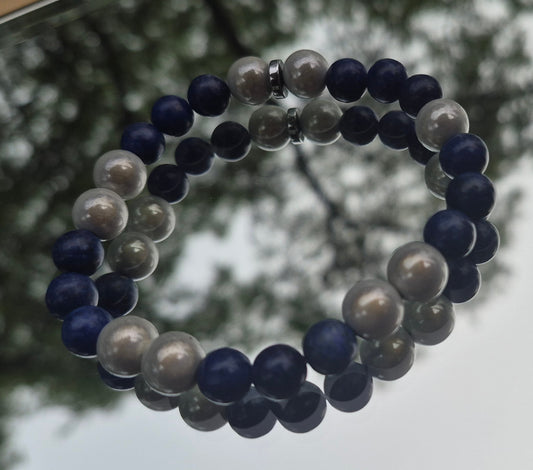 Lapis Lazuli and Pearl White Beads