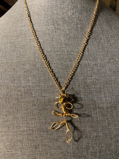 Wire Flower With Tigers Eye