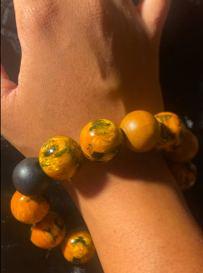 Resin And Wood Bracelet Big Beads