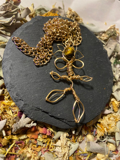 Wire Flower With Tigers Eye