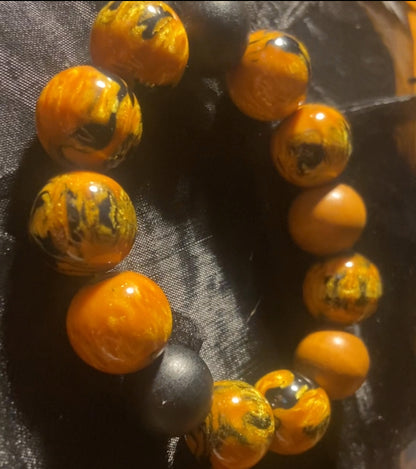 Resin And Wood Bracelet Big Beads