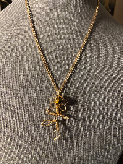 Wire Flower With Tigers Eye