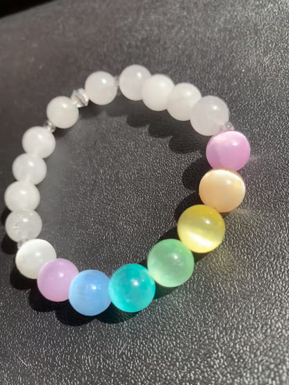 Rainbow Selenite With White Jade