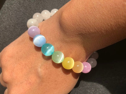 Rainbow Selenite With White Jade