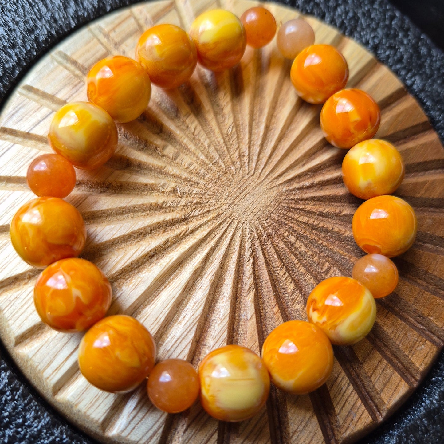 Orange Swirl Bracelet w/ Carnelian
