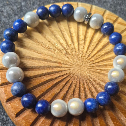 Lapis Lazuli and Pearl White Beads