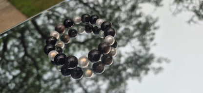 Obsidian and Pearl White Beads