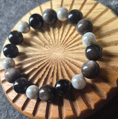 Obsidian and Pearl White Beads