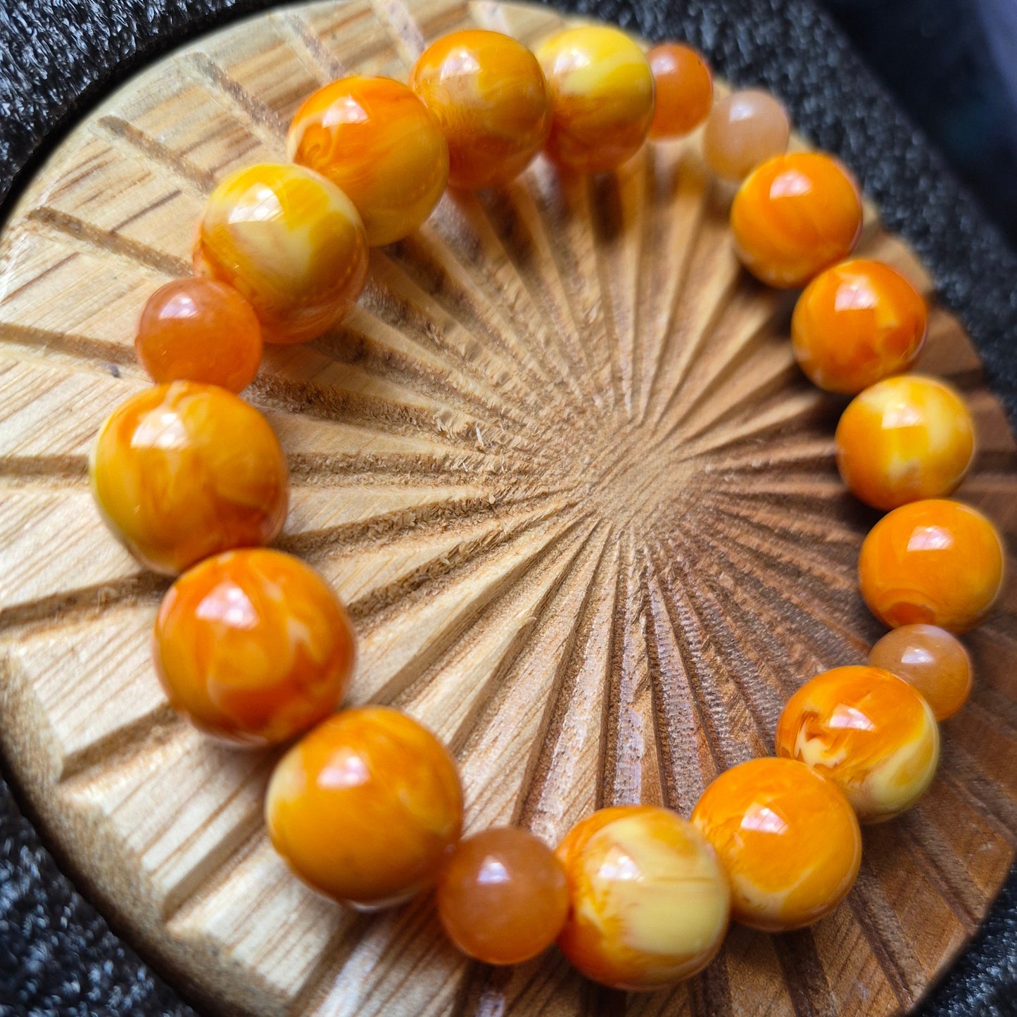 Orange Swirl Bracelet w/ Carnelian