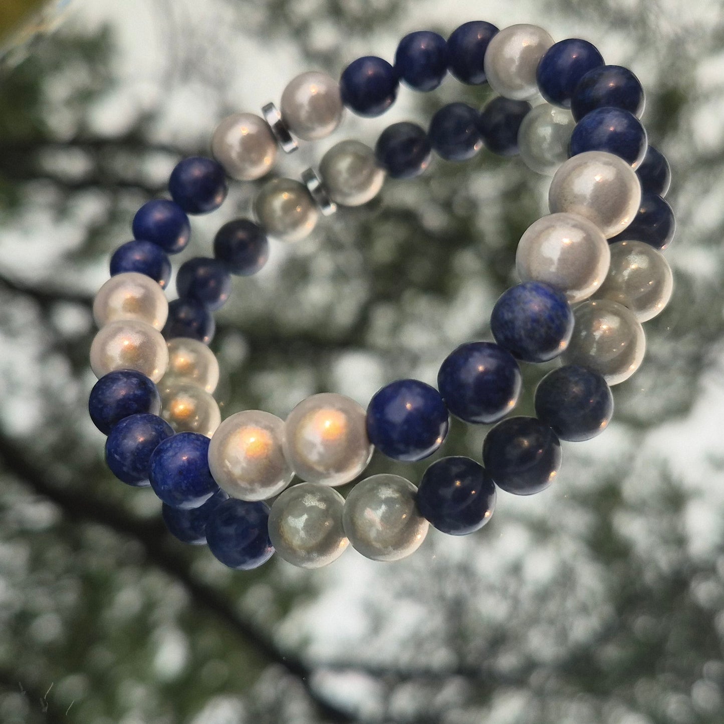 Lapis Lazuli and Pearl White Beads
