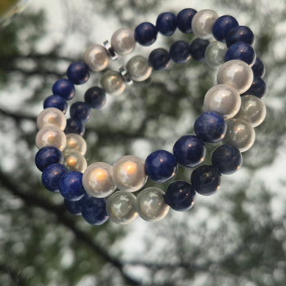Lapis Lazuli and Pearl White Beads